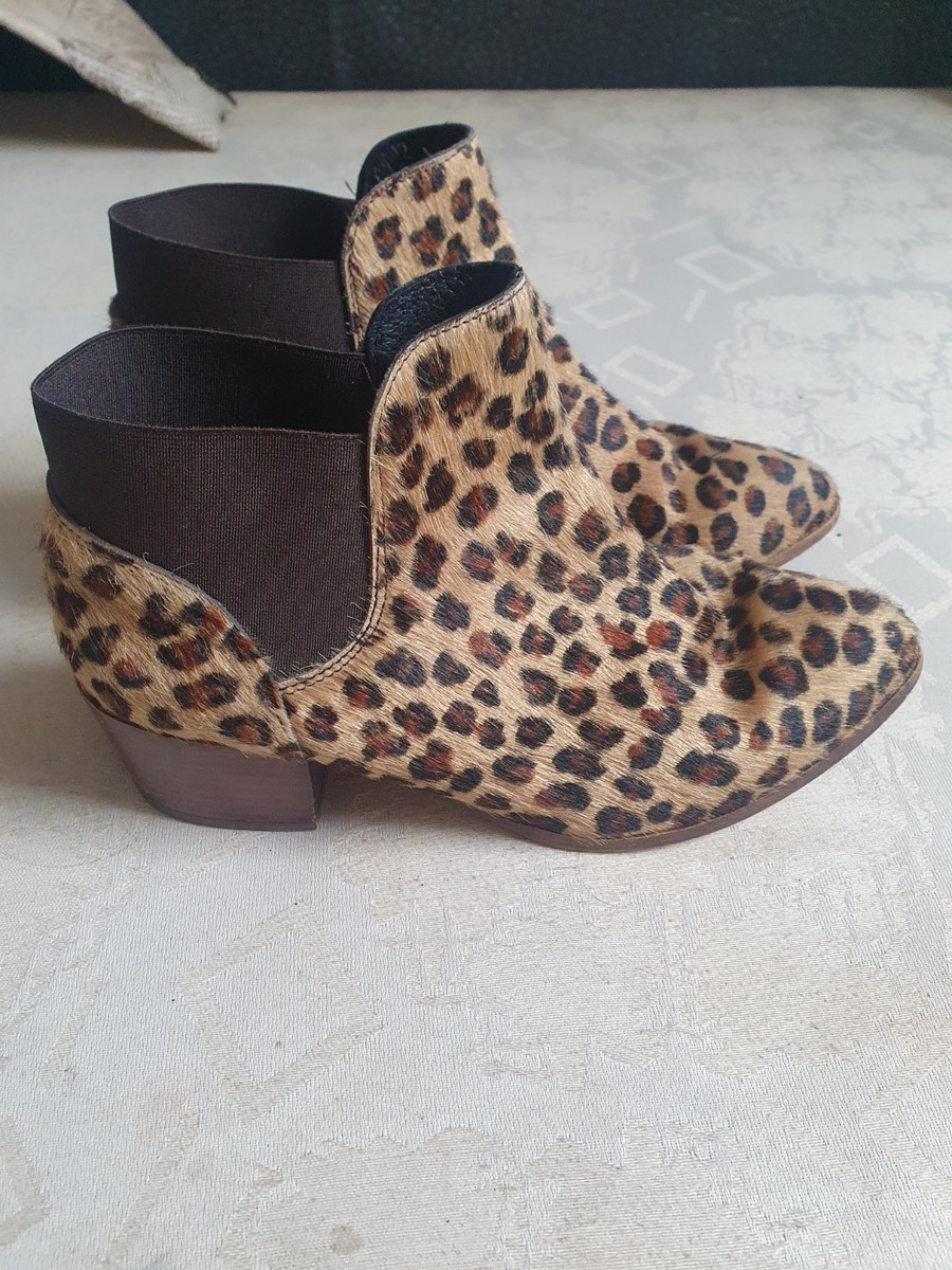 Kurt Geiger Womens Ankle Boots Real Leather Brown Leopard Print Size 5uk