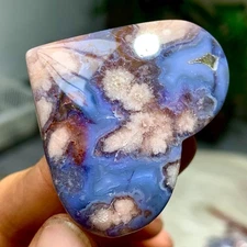 44G Natural Blue Cherry Blossoms agate Crystal Heart Quartz Mineral Specimen