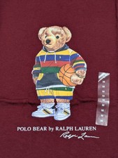 NWT Polo Ralph Lauren "Basketball Bear" T-Shirt in Maroon/Burgundy Color