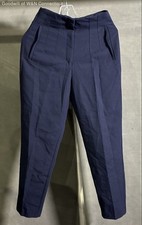 Zara Women's Navy Blue High Rise Tapered Pleated Career Trousers Sz S