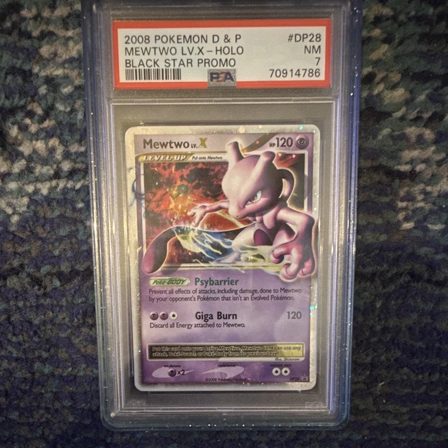 Pokemon TCG 2008 Mewtwo LV.X DP28 Diamond & Pearl Holo Promo Eng PSA 7