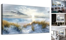 Lapremoly Large Wall Art Canvas for 40"L x 20"W Blue Sea Landscape Pictures