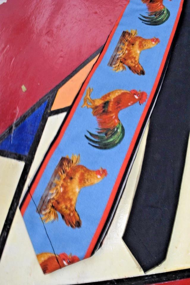 Галстук винтажный ручной работы 60-х 70-х синий черный куриный галстук тонкий 58 x 2,75» CottonPoly - Изображение 2 из 4