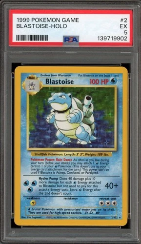 Pokemon Blastoise Base Set Unlimited Holo Rare #2 PSA 5