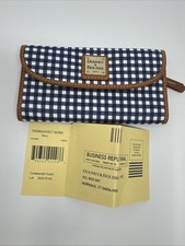 DOONEY  BOURKE Gretta Continental Clutch Slim Wallet Navy White Gingham Check