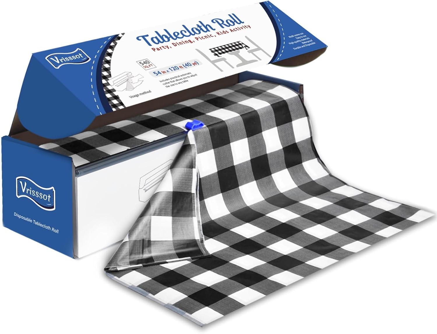 Roll:disposable 1440 X 54 (rectangular), Black Checkered