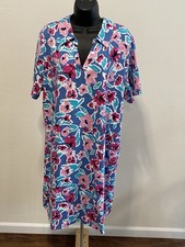 d&c Denim & Company Womens XL Dress Short Sleeve Floral Collared Stretch