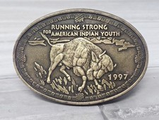Buffalo Bison American Indian Youth Native American Brass Belt Buckle