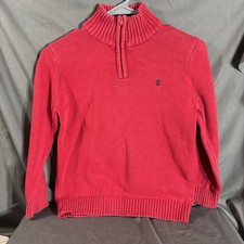 IZOD Youth Boys M 8 Quarter Zip Red Pullover Sweater Mock Neck No Flaws