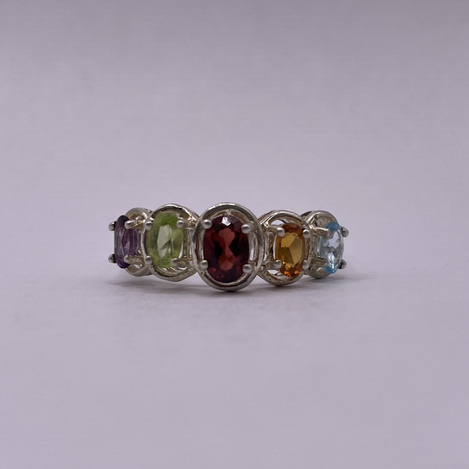 Assorted Gemstone Sterling Silver Ring 2.66g - Si… - image 1