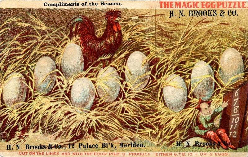 Magic Egg Puzzle trade card Brooks. 'Cut on the lines...'