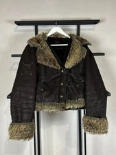 VTG Streetwear Avant Garde Hysteric Japanese Style Leather Fur Jacket 90s Y2K