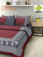 Drap Plat Mandala En Coton Avec 2 Taies D'Oreiller Marron Double