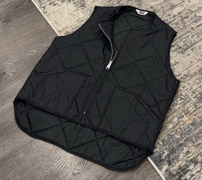 Vintage 70s Big Smith Vest MADE IN USA Quilted Big Zipper Men s Size Large Black