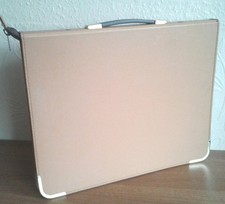 A3 Portfolio Folder Ring Binder Case in Beige Faux Leather 