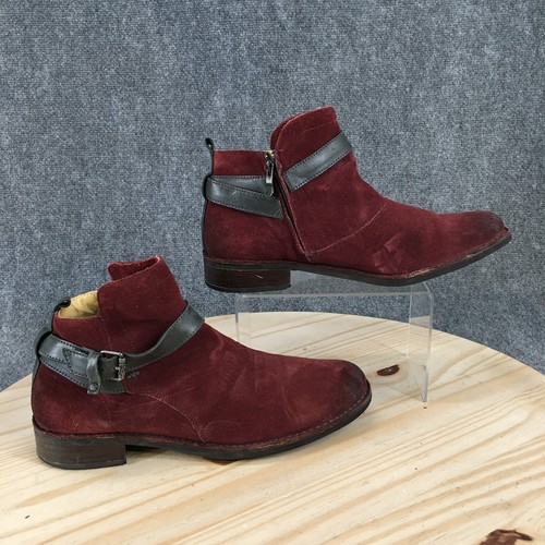 Bussola Boots Womens 42 Sevilla Ankle Bootie Maroon Casual Comfort Block Heels