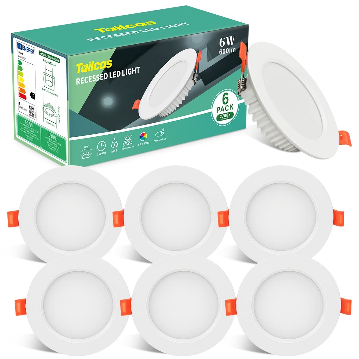 Spot LED encastrable de salle de bain étanche IP44 encastré au plafond