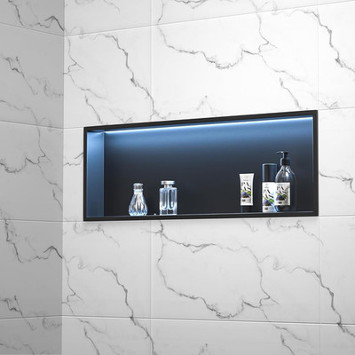 Stainless Led Shower Niche 36''X12'' Black RGB Light No Tile Needed | 304 Stainles