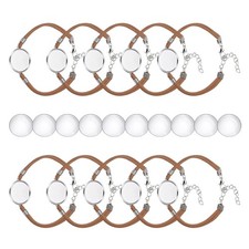 Bracelet Blanks for Jewelry Making 10pcs 20mm Brown/Silver
