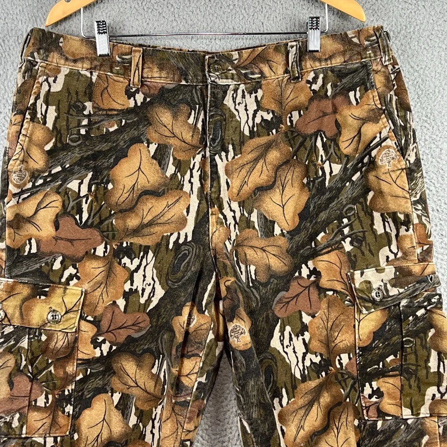 Pantalones cargo gamuza camuflaje follaje otoño roble musgo vintage años 90 talla XL hechos en EE. UU. Foto 2 de 4