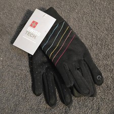 Swiss Tech Performance Ski Gloves Kids L-XL Black Rainbow Touchscreen Grip NWT