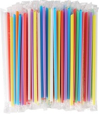 400 Pcs Colorful Individually Wrapped Disposable Plastic Straws for 16 oz