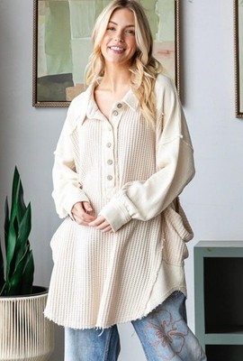 Oli & Hali Washed Waffle Mix Top Extar Large XL (fits to 2X)  $67.95 NWT