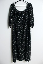 H&M Womens Floral maxi Tea Dress - Black - Size L Large (k72)
