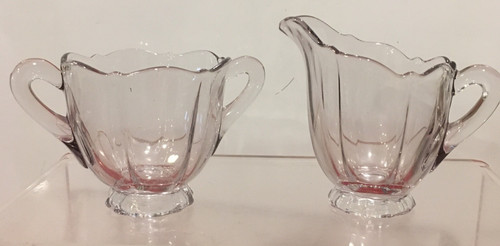 Light Purple Amethyst Depression Glass Open Sugar Bowl & Creamer Set