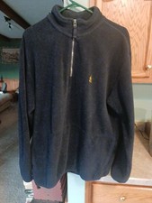 Nautica Dark Blue Fleece Quarter Zip Pullover Sweatshirt Medium
