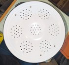 10.5" Enamelware Metal Round Food Strainer Colander with Handles, White/Black — photo 2