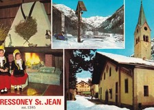 12528 Cartolina Gressoney-Saint-Jean (AO) Multiveduta Costume Tipico 1971