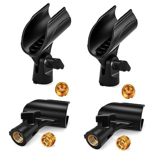 4 Pcs Universal Microphone Clip, Adjustable Mic Clip Holder for Mic 4_Pack