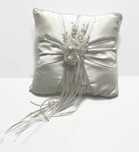 HANDMADE Love Knot Wedding Ring Bearer Pillow White Satin