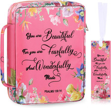 Bible Cover Case for Women 10'' Flower Bible Holder Case Large Religious Carryin