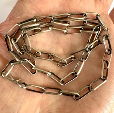 Navajo Paperclip Link Chain Necklace 18in Handmade 8.5g Sterling 4mm Antiqued