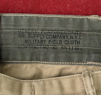 RRL Polo HBT Herringbone Twill Cargo Pants Size 38/40 Khaki WW2