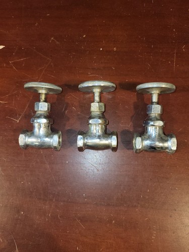 Vintage chrome 3/8 IPS straight shutoff valves.