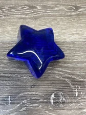 Fire and Light Recycled Glass 3” Paperweight Cobalt Blue Shooting Star Signed .