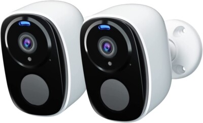 FHD 2-Pack Security Cameras Outdoor Wireless 2K Battery Powered Camera Home