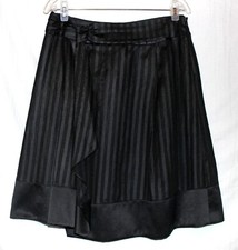 Valencia Size S 77cm Black Party Evening Wrap SKIRT Lined Satin Stripe A-Line