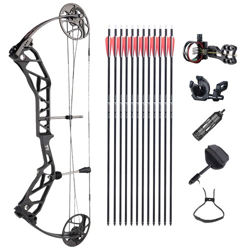 TOPOINT Compound Bow Set 19-70lbs Adjustable 320FPS Archery Hunting Target Shoot - Picture 14 of 24