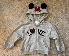 Baby Gap Minnie Mouse Love Gray Hoodie Full Zip Sweatshirt Size 4 NWT
