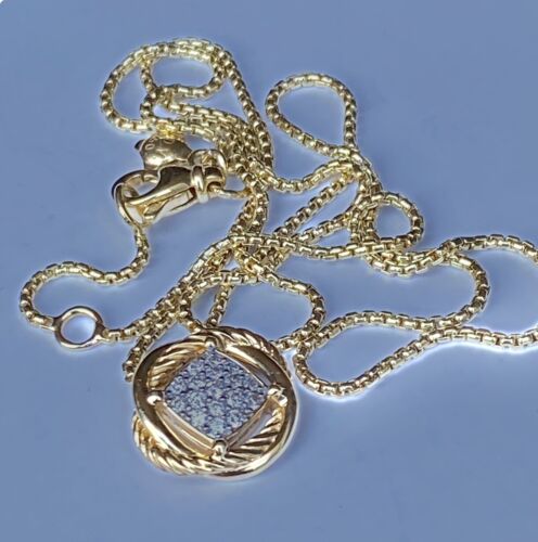 David Yurman 18k Diamond Infinity 17” Box Chain Necklace $2250+ Mint 8.5g 0.6”