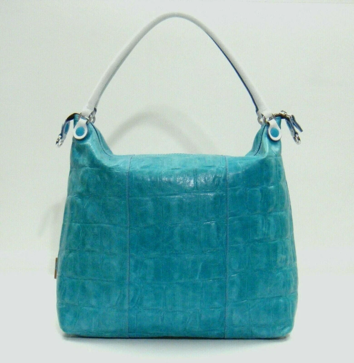 GABS Firenze GSAC Turquoise Crocodile Embossed Leather Shoulder