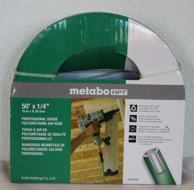Metabo HPT Air Hose, 1/4-Inch x 50 Ft, Professional Grade Polyurethane, 300 PSI