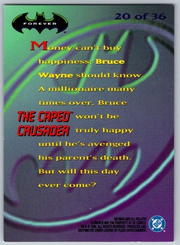 BATMAN 1995 Fleer Ultra Batman Forever Holograms The Caped Crusader #20 - Picture 2 of 2