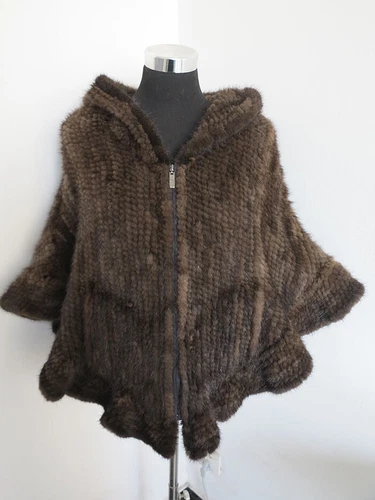 Gestrickter Echt Nerz Pelz Cape / Pelzschal / Jacke / Poncho / Schal 70*90cm - Bild 2 von 23