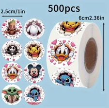 500 pcs Sticker Roll Cartoon Breakthrough Mix Semi Gloss Self Adhesive 