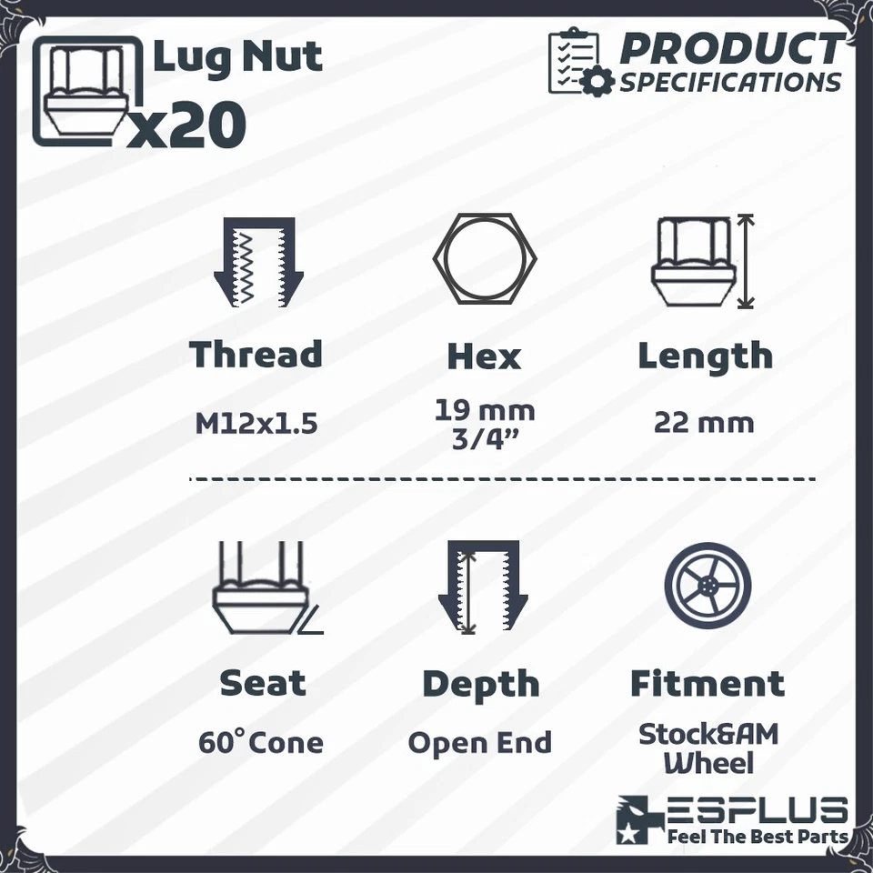 20 Pontiac Open Lug Nut M12x1.5 Chrome Fit Bonneville/G6/Grand AM/Sunbird e mais - Imagem 2 de 4
